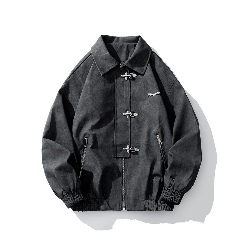 Herren Oversize Veloursjacke mit markanten Metallverschlüssen und Reißverschlusstaschen Nord Taschen