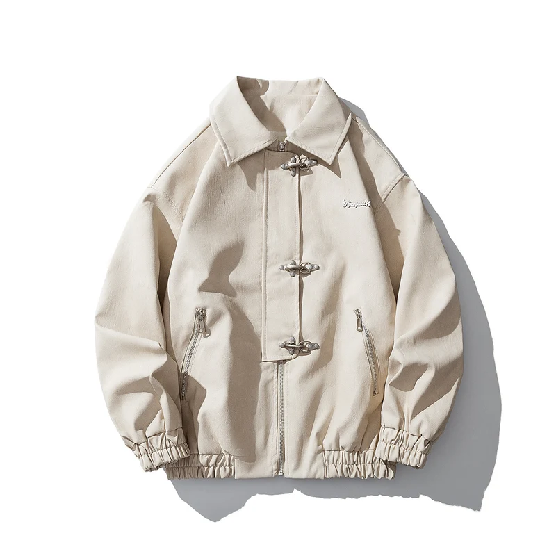 Herren Oversize Veloursjacke mit markanten Metallverschlüssen und Reißverschlusstaschen Nord Taschen