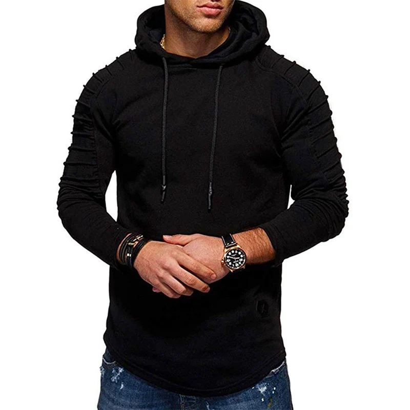 Herren Longline Kapuzenpullover mit gepolsterten Panelärmeln und tailliertem Slim-Fit Nord Taschen