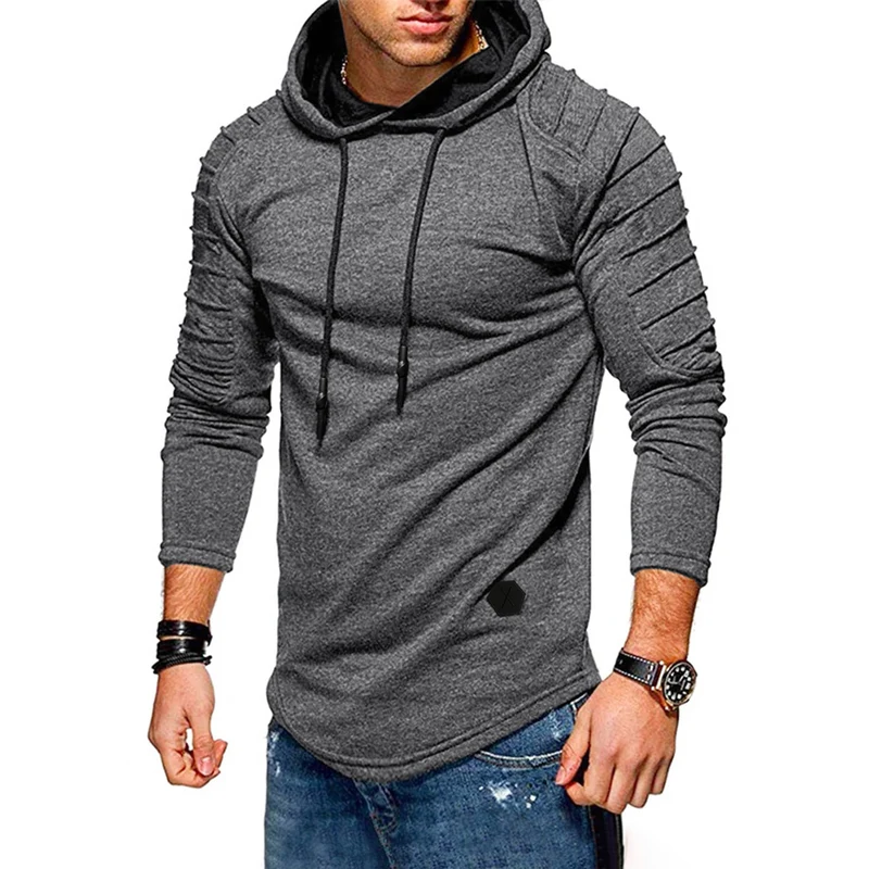 Herren Longline Kapuzenpullover mit gepolsterten Panelärmeln und tailliertem Slim-Fit Nord Taschen
