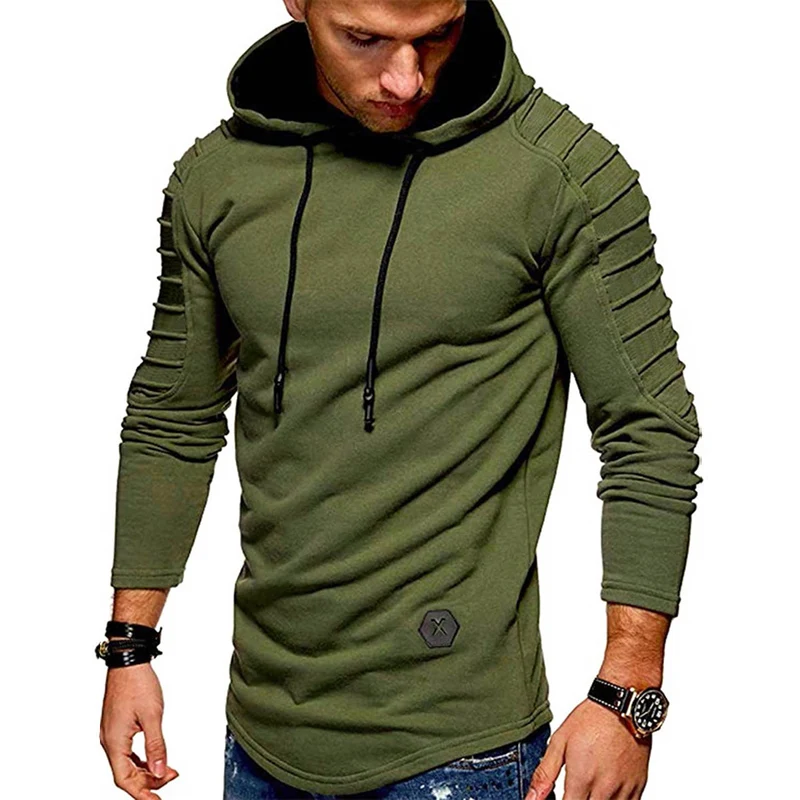 Herren Longline Kapuzenpullover mit gepolsterten Panelärmeln und tailliertem Slim-Fit Nord Taschen
