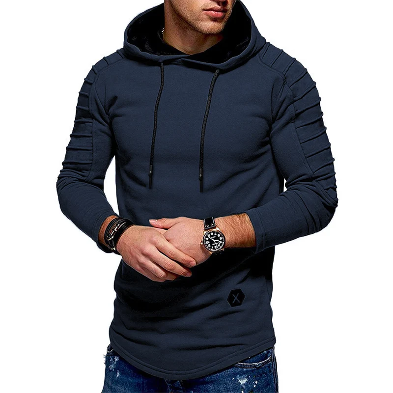 Herren Longline Kapuzenpullover mit gepolsterten Panelärmeln und tailliertem Slim-Fit Nord Taschen