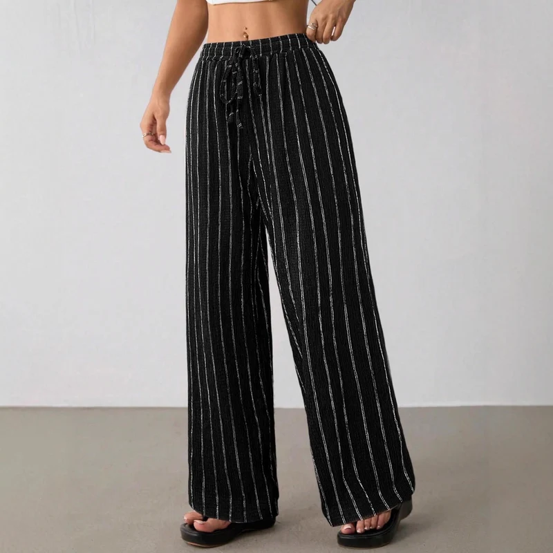 Damen Weite Strickhose mit hohem Bund und Kordelzug Nord Taschen