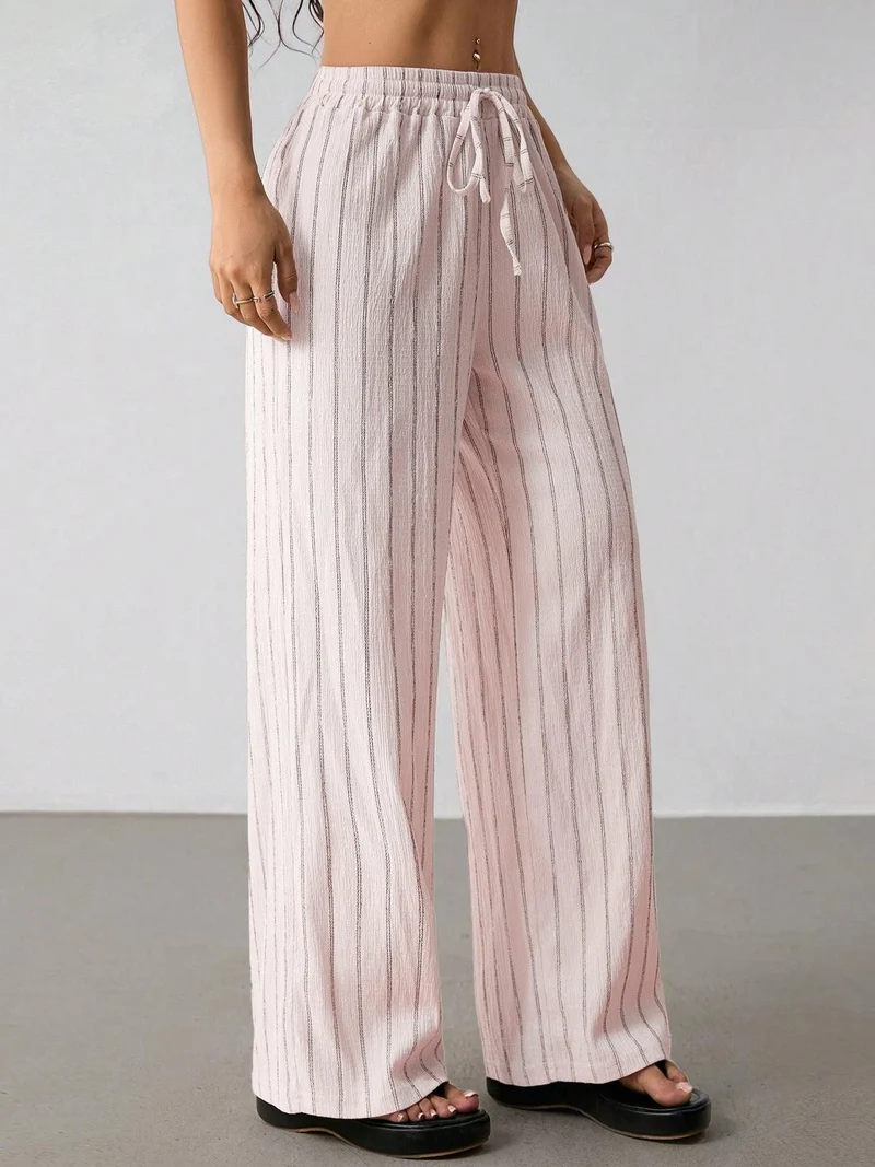 Damen Weite Strickhose mit hohem Bund und Kordelzug Nord Taschen