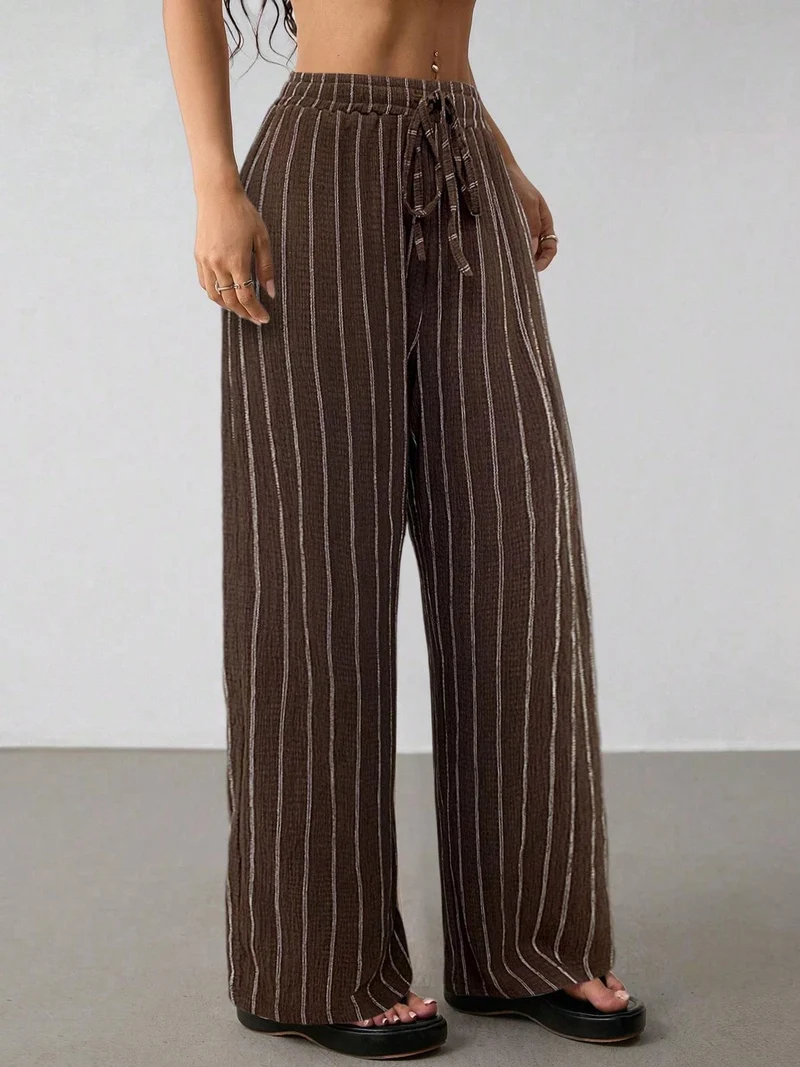 Damen Weite Strickhose mit hohem Bund und Kordelzug Nord Taschen