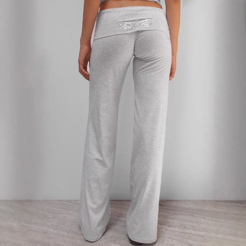 Damen Weite Palazzo-Yoga-Hose mit hohem Umschlagbund Nord Taschen