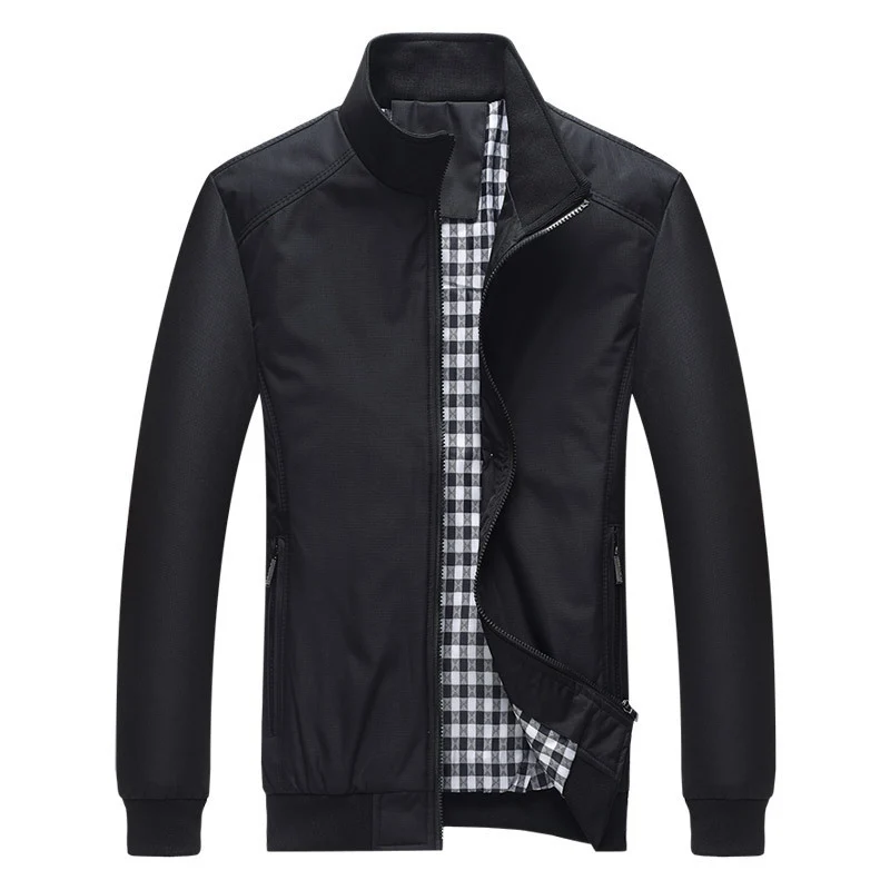 Herren leichter Zip-Blouson aus Funktionsmix mit Stehkragen und kariertem Innenfutter Nord Taschen