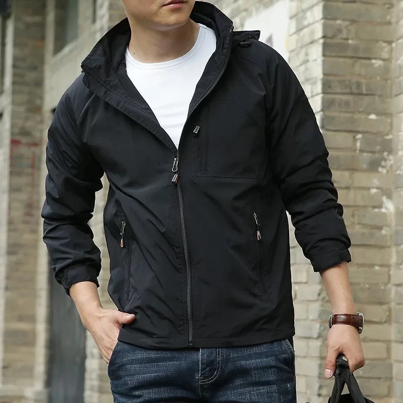 Herren leichter winddichter Shell‑Hoodie mit Mesh‑Futter, Kapuze und verstellbarem Saum Nord Taschen