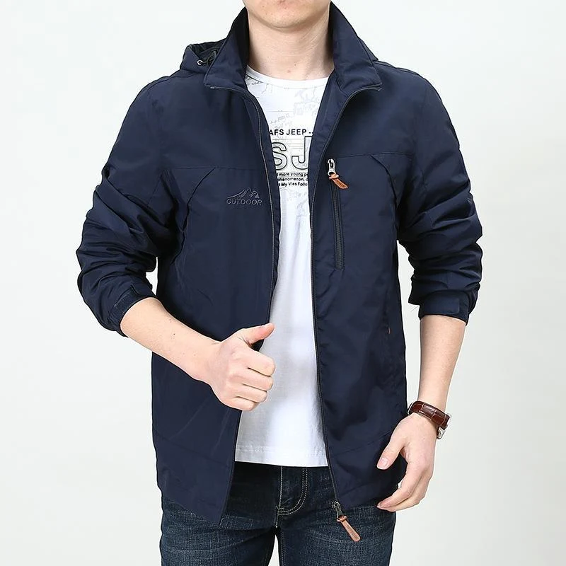 Herren Leichter winddichter Nylon-Blouson mit Stehkragen und Brustreißverschlusstasche Nord Taschen