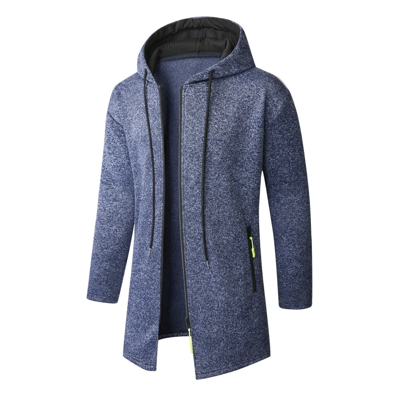 Herren Langer Strick-Kapuzenmantel mit Reißverschluss, Fleece-Innenseite & seitlichen Reißverschlusstaschen Nord Taschen