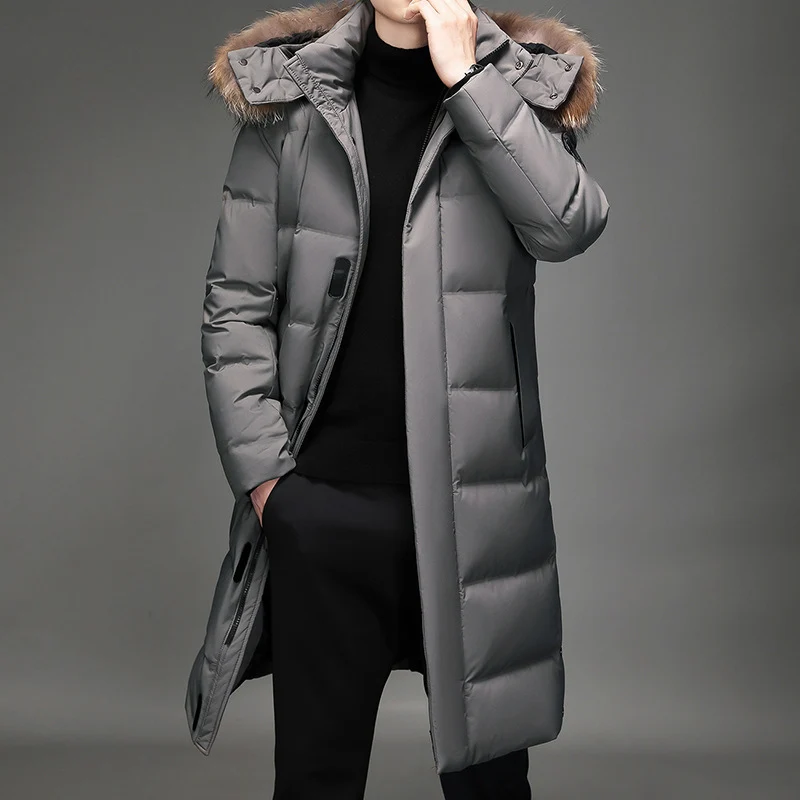 Herren Lang geschnittener Slim-Fit Steppparka mit abnehmbarer Kapuze und Thermofutter Nord Taschen