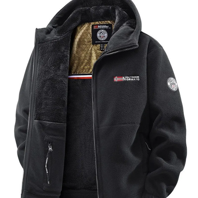 Herren Kuschelige Fleece‑Kapuzenjacke mit Teddyfutter, windabweisend und Reißverschlusstaschen Nord Taschen