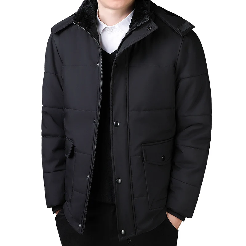Herren Kurz geschnittene gesteppte Thermo-Steppjacke mit gesteppter Innenfütterung und Kunstfellkragen Nord Taschen