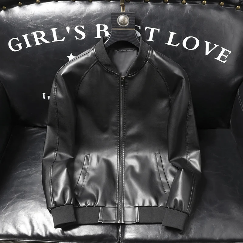 Herren schlanker Kunstleder-Bomber im minimalistischen Aviator‑Look mit geripptem Saum Nord Taschen