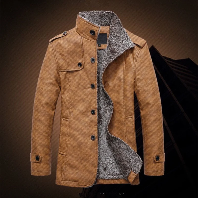 Herren schlanke Kunstleder-Motojacke mit Stehkragen, ergonomischer Nahtführung und leichter Thermofütterung Nord Taschen