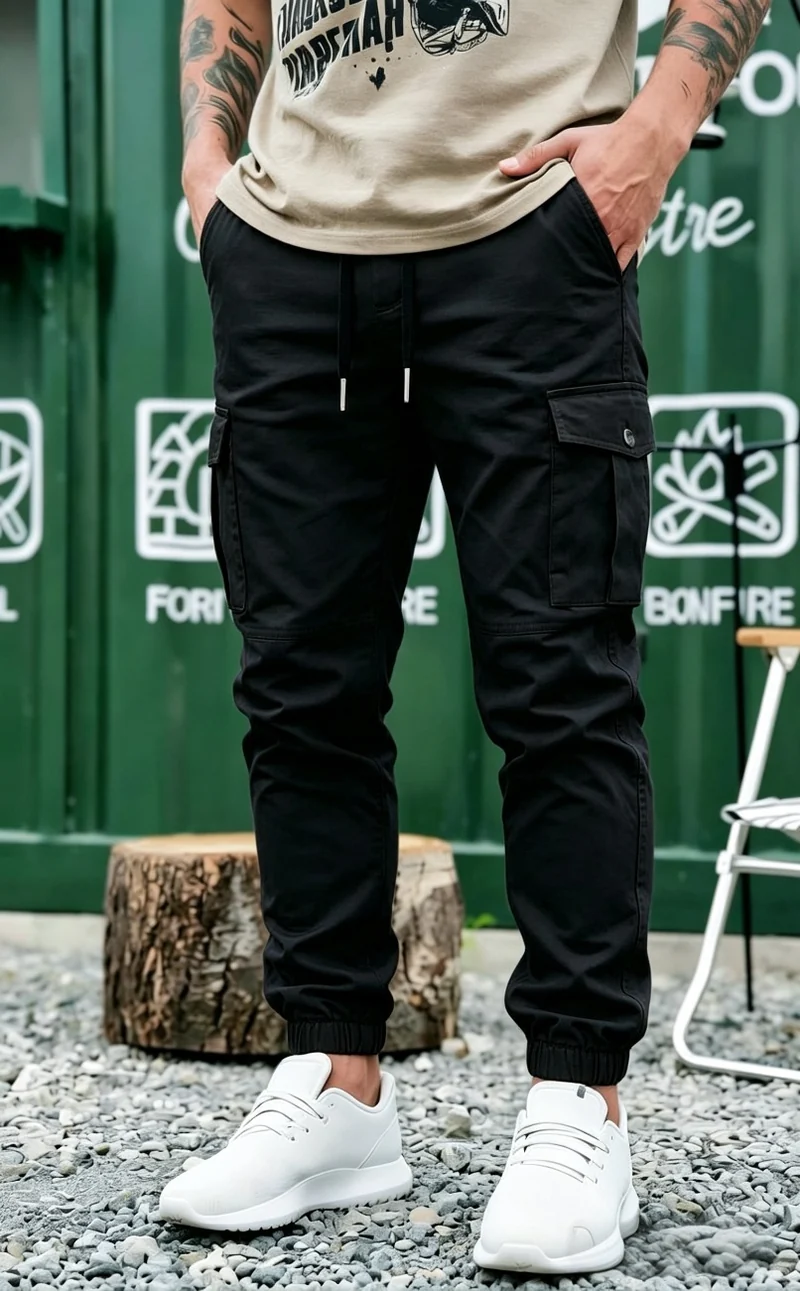 Herren Tapered Cargo-Jogginghose mit elastischem Saum, Kordelzug & Multifunktions‑Taschen Nord Taschen