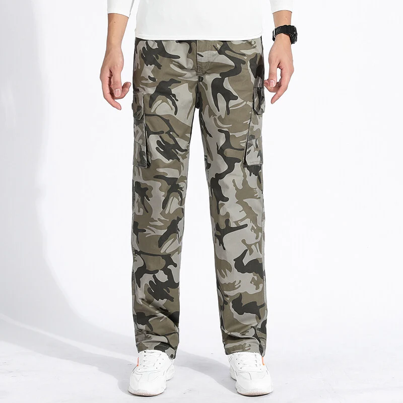 Herren Camouflage Cargohose im Army‑Stil mit geradem Schnitt, Mehrfach‑Taschen & robusten Nähten Nord Taschen