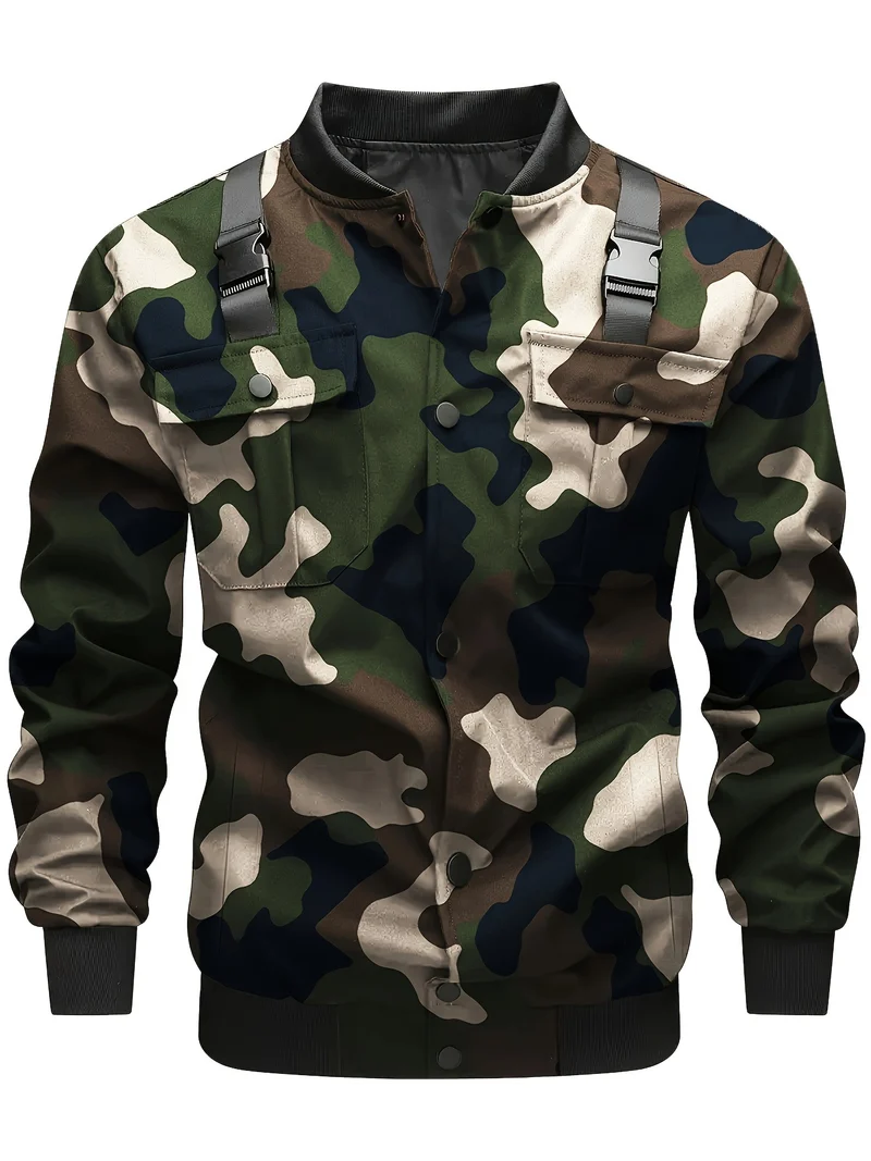 Herren Camouflage-Bomberjacke im Utility-Stil mit Brusttaschen, Schultergurten und Rippbündchen Nord Taschen