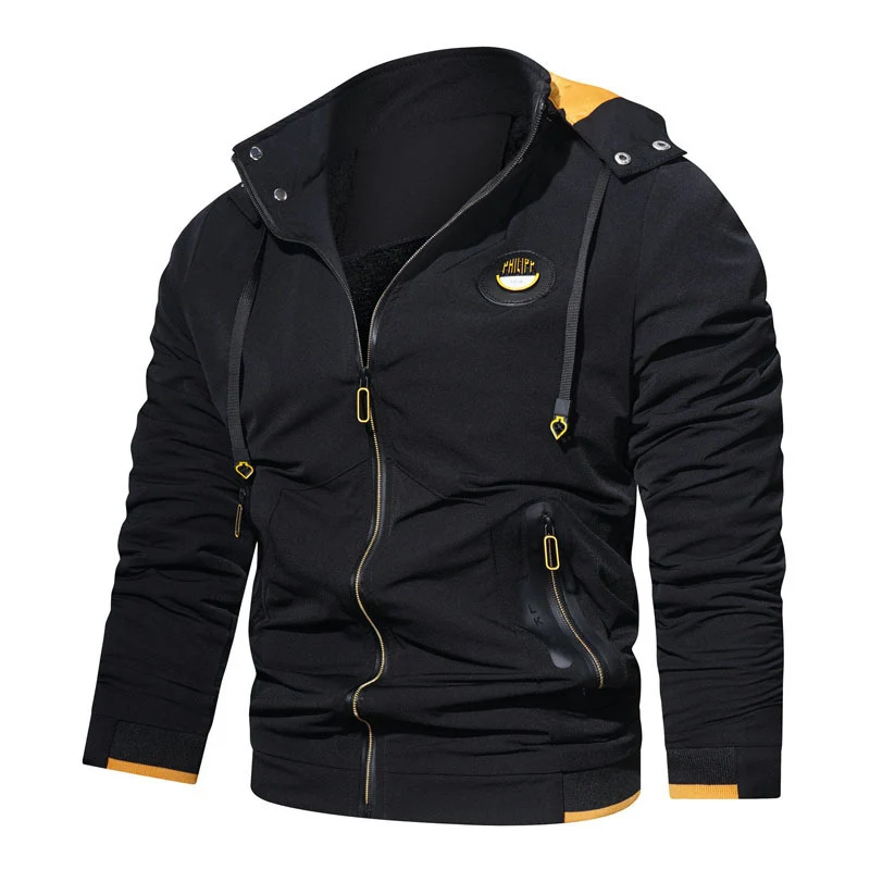 Herren sportlich-urbaner Kapuzenzip-Hoodie mit wasserabweisenden Reißverschlüssen und Logo-Patch Nord Taschen