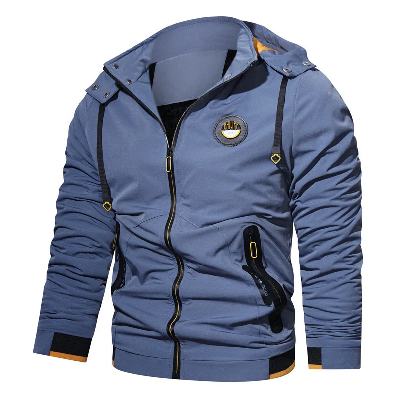 Herren sportlich-urbaner Kapuzenzip-Hoodie mit wasserabweisenden Reißverschlüssen und Logo-Patch Nord Taschen