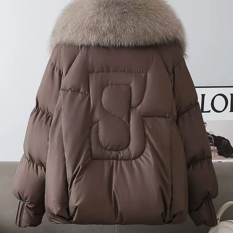 Damen nan kurze wattierte Steppjacke mit voluminösem Kunstfellkragen und Taillenzug Nord Taschen