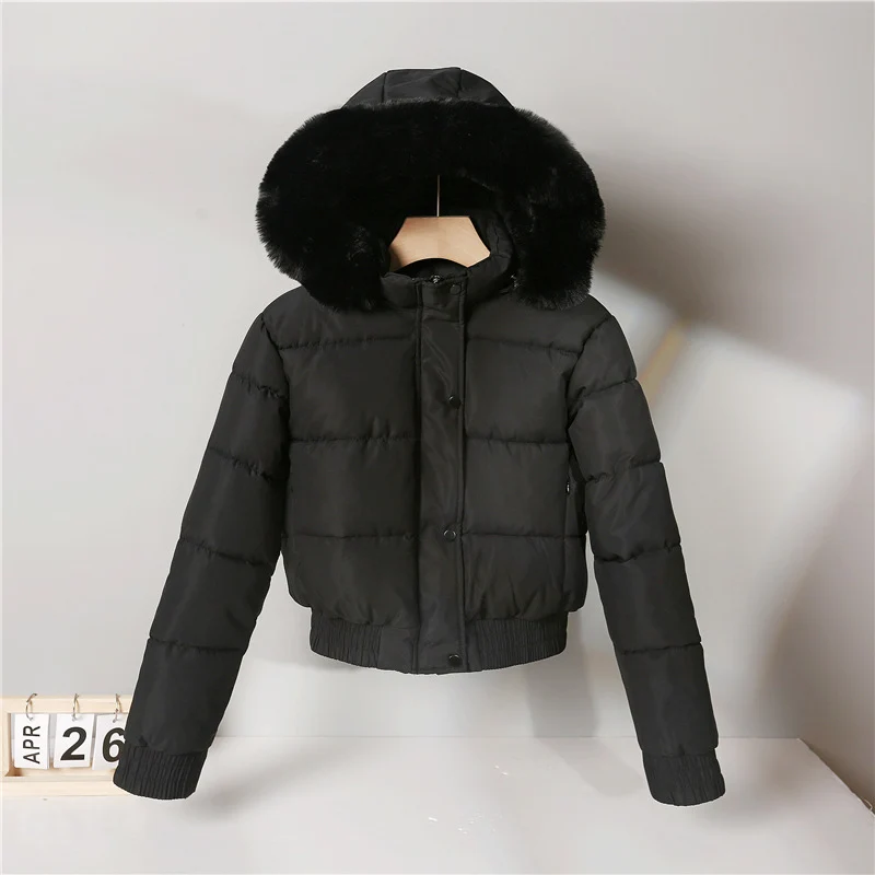 Damen nan kurze wattierte Kapuzenjacke mit Kunstfellbesatz, elastischem Saum und verdecktem Reißverschluss Nord Taschen