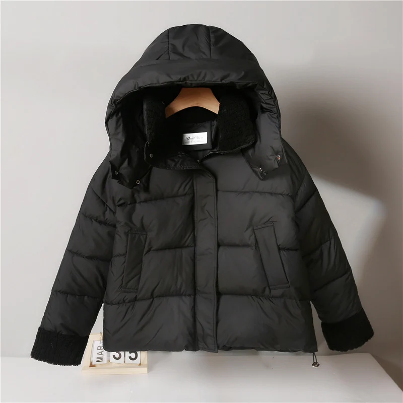 Damen nan kurze wattierte Jacke mit hochschließendem Teddykragen, Fleece-Innenfutter und verstellbarem Saum Nord Taschen