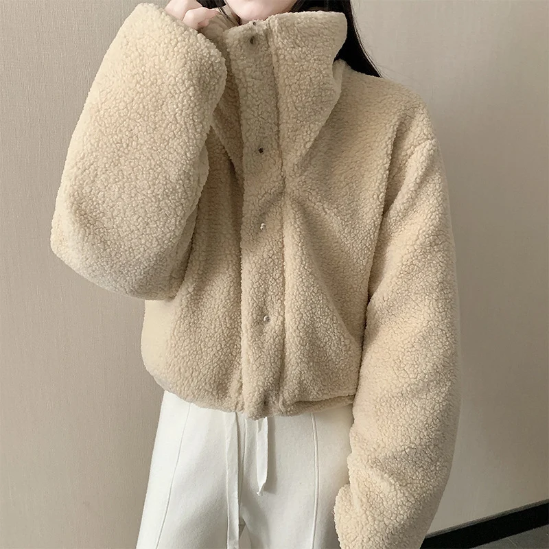 Damen nan kurze wattierte Jacke mit hochschließendem Schalkragen und Teddybündchen Nord Taschen