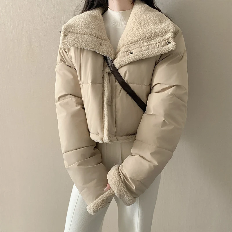 Damen nan kurze wattierte Jacke mit hochschließendem Schalkragen und Teddybündchen Nord Taschen