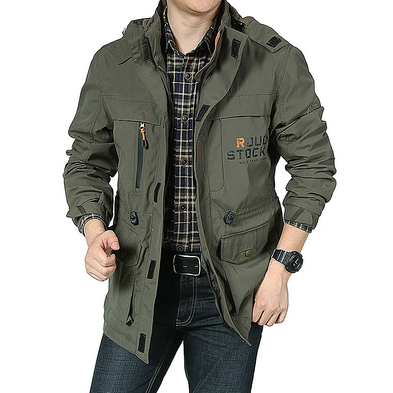 Herren vielseitiger Canvas-Fieldparka mit Kapuze, Multifunktions‑Taschen und robusten Nähten Nord Taschen