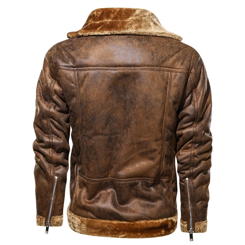 Herren Velours-Imitat-Bikerjacke mit hohem Kragen und wärmender Teddy-Innenseite Nord Taschen