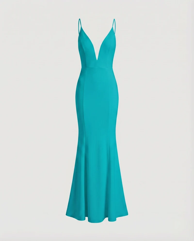 Damen Maxikleid Meerjungfrau-Schnitt V-Ausschnitt Spaghettiträger