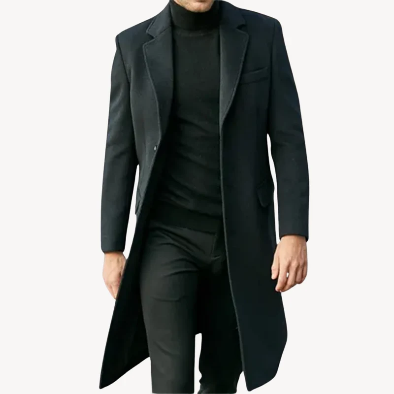 Herren Wollmantel - Eleganter & Warmer Langer Mantel