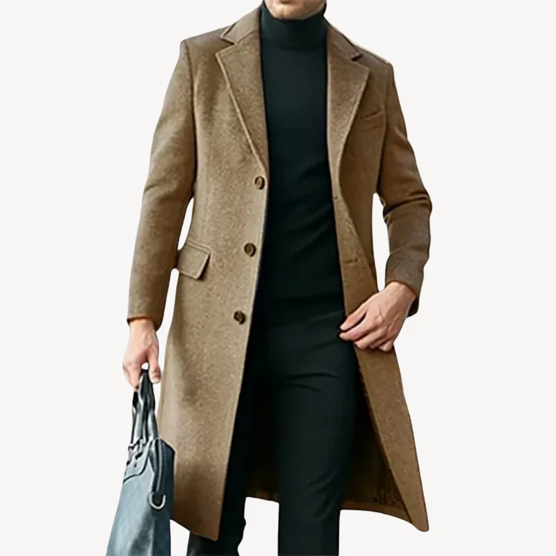 Herren Wollmantel - Eleganter & Warmer Langer Mantel