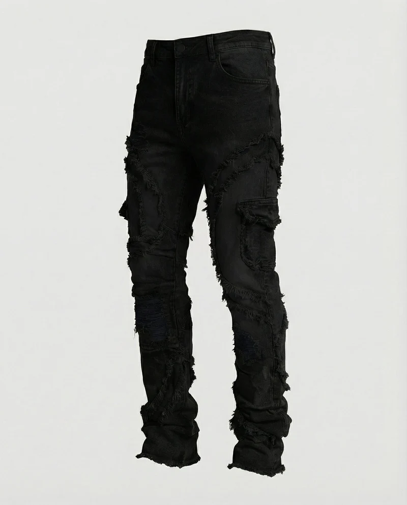 Herren Destroyed Jeans mit Cargotaschen