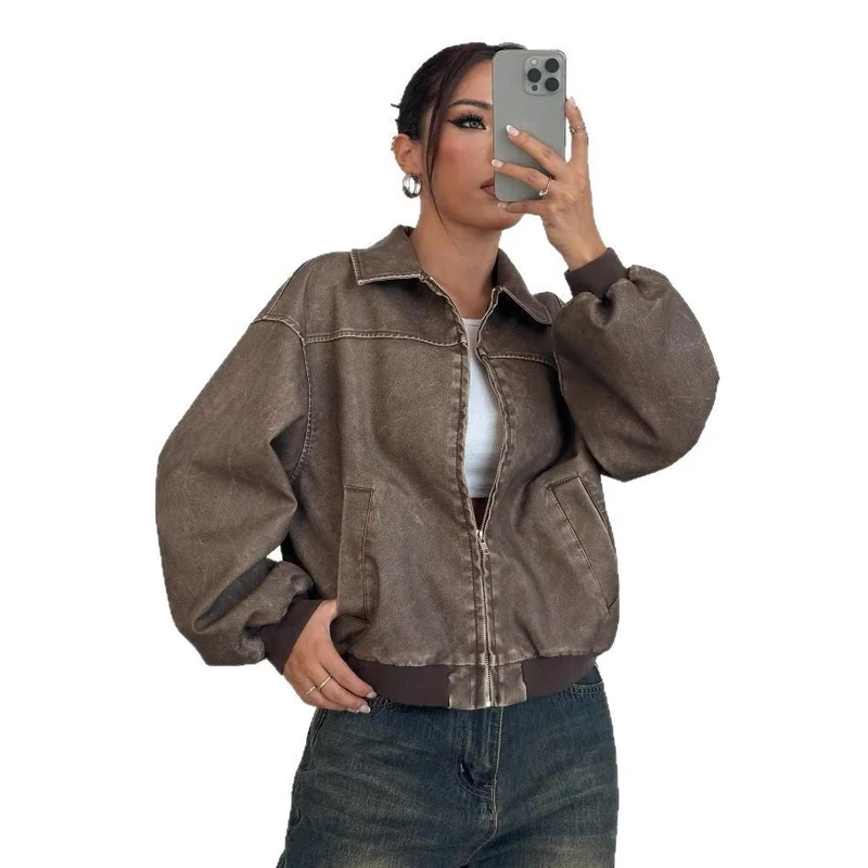 Damen oversized Bomberjacke mit lässigem Schnitt und voluminösen Ärmeln - Arvani