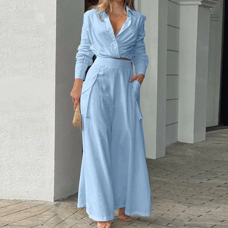 Damen Weite Palazzo-Hose mit extra weitem Bein, hoher Taille und Eingrifftaschen Nord Taschen