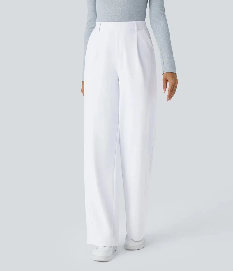 Damen Weite High‑Waist Palazzo‑Hose mit Bundfalten und Eingrifftaschen Nord Taschen