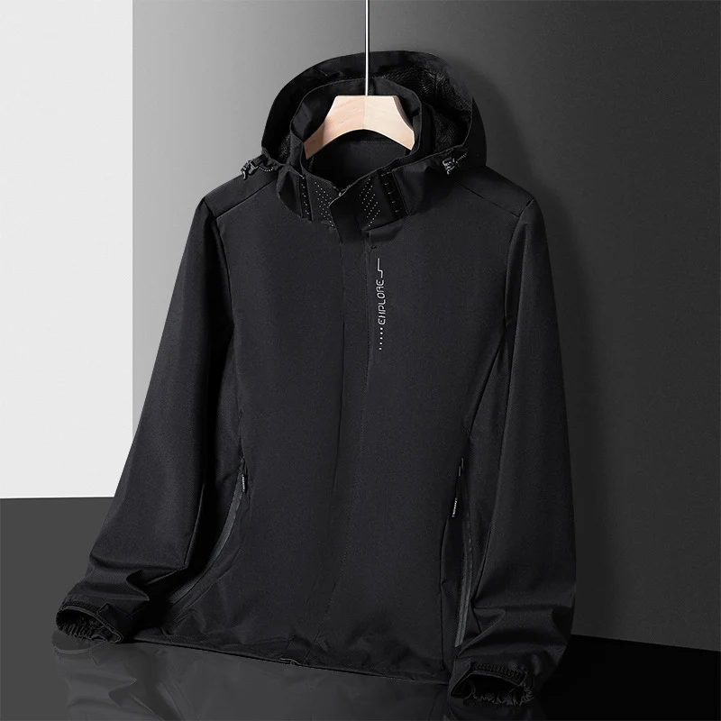 Herren leichter wasserdichter Softshell‑Hoodie mit Kapuze und Tarn‑Hex‑Alloverprint Nord Taschen