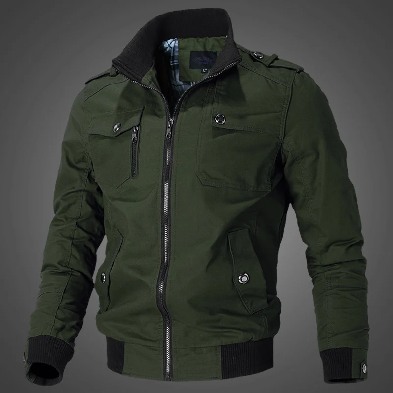 Herren leichter Utility-Bomber mit Stehkragen, Schulterepauletten und gerippten Bündchen Nord Taschen