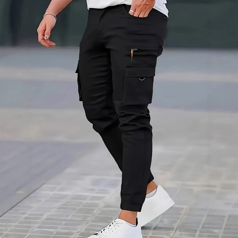 Herren Konisch geschnittene Utility-Cargohose mit Reißverschlusstasche, Klappentaschen und D-Ring Nord Taschen