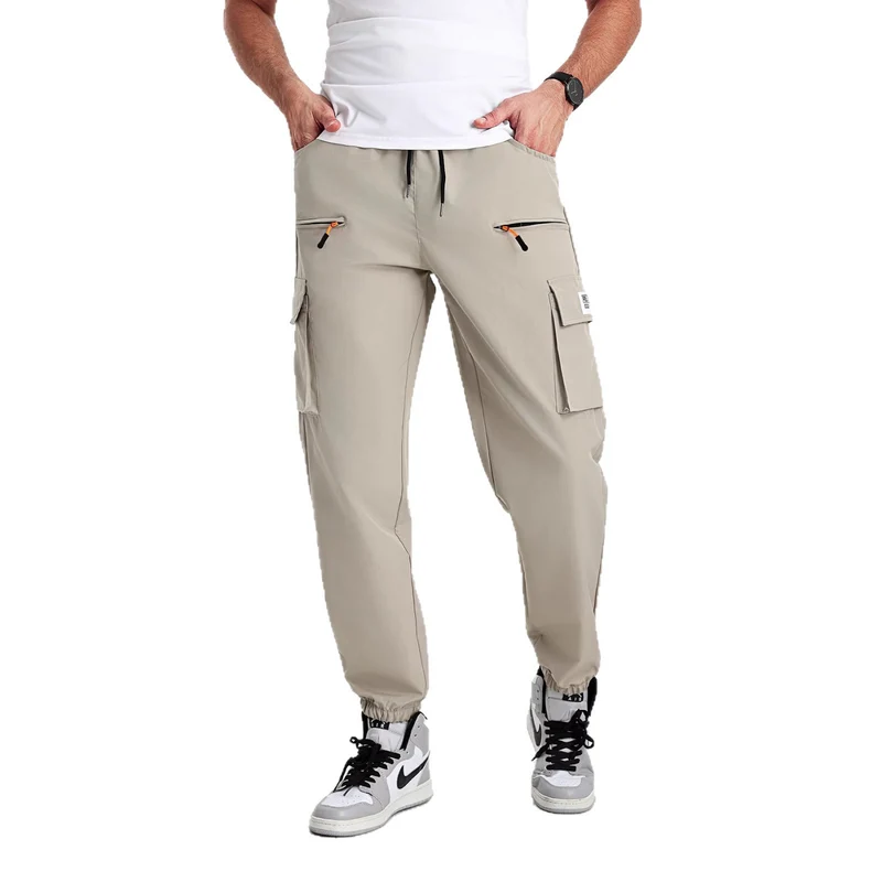 Herren konisch geschnittene Utility-Cargohose im Joggerstil mit Tunnelzugbund, Reißverschlusstaschen & elastischen Beinabschlüssen Nord Taschen