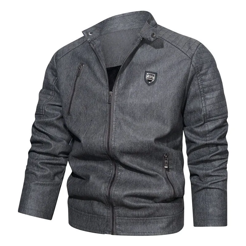 Herren robustes Denim‑Look Fieldblouson mit gesteppter Schulterpartie und Reißverschlussdetails Nord Taschen