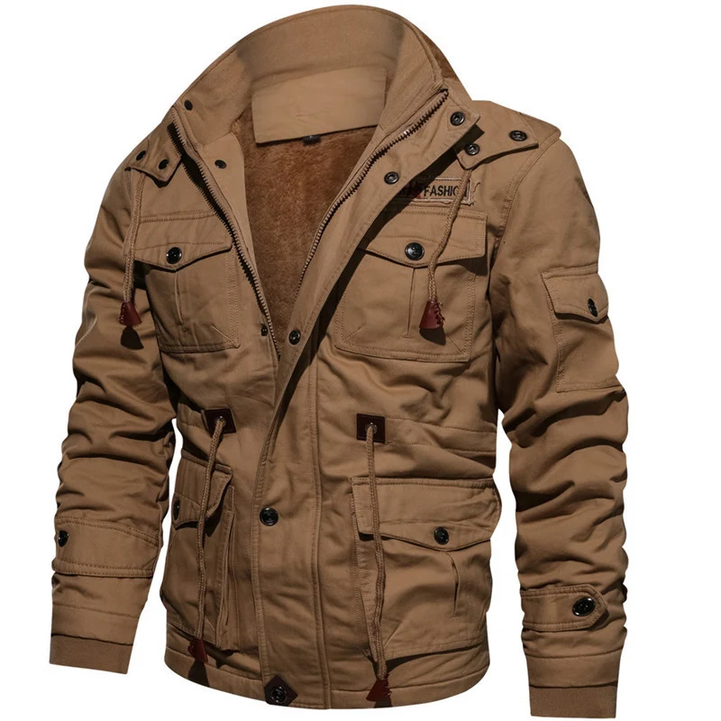 Herren robustes Canvas-Utility-Parka mit Teddyfleece-Innenfutter, Kordeltaille und Multi-Taschen Nord Taschen