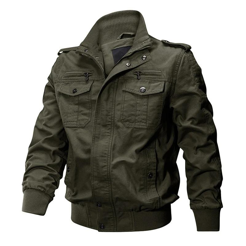 Herren robustes Canvas-Pilotblouson mit Rippenbündchen und Schulterpatten Nord Taschen