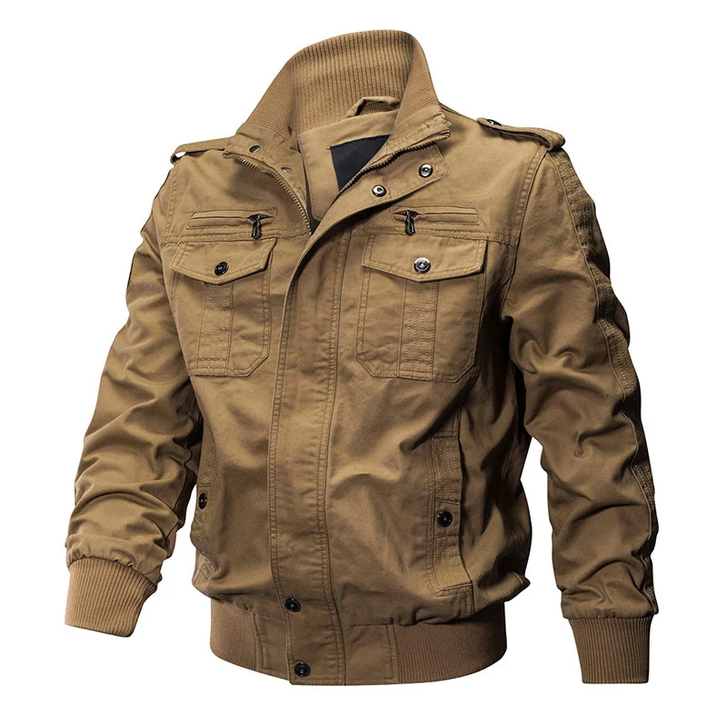 Herren robustes Canvas-Pilotblouson mit Rippenbündchen und Schulterpatten Nord Taschen