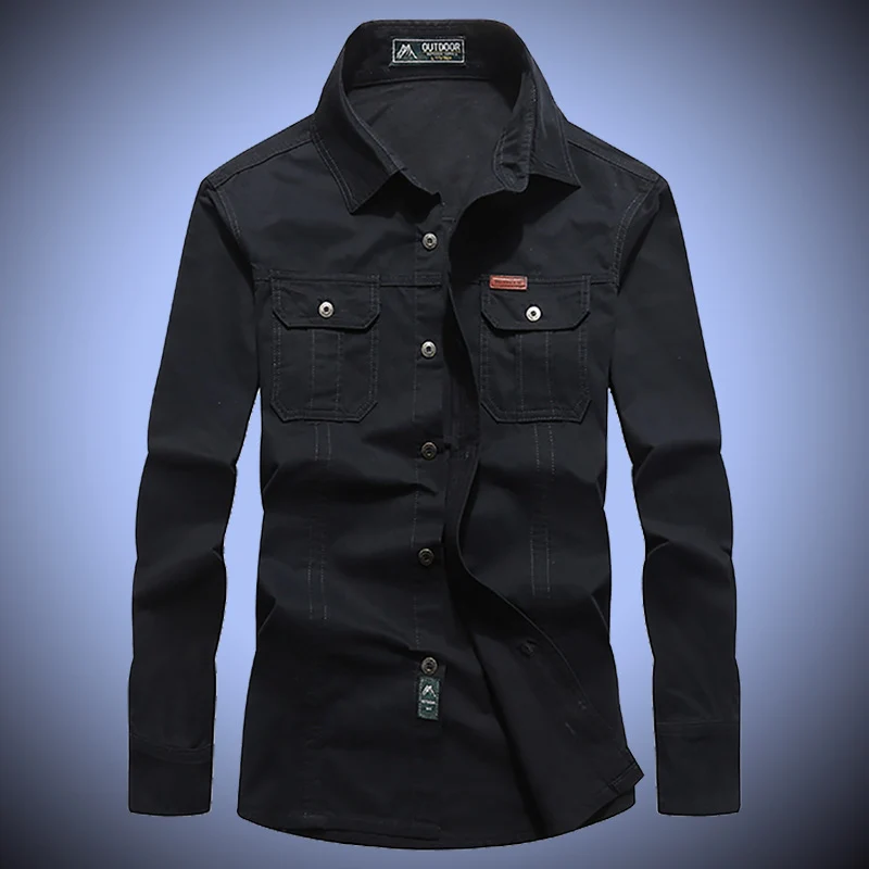 Herren robustes Canvas-Overshirt mit Brustpattentaschen, Hemdkragen und Utility-Details Nord Taschen