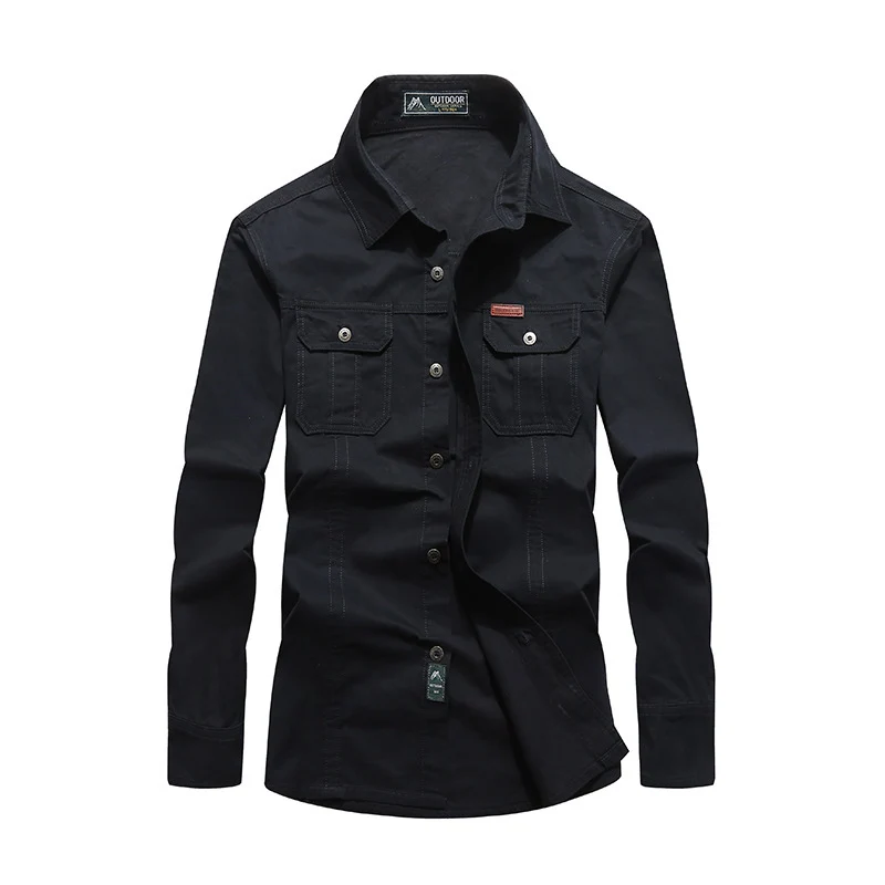Herren robustes Canvas-Overshirt mit Brustpattentaschen, Hemdkragen und Utility-Details Nord Taschen