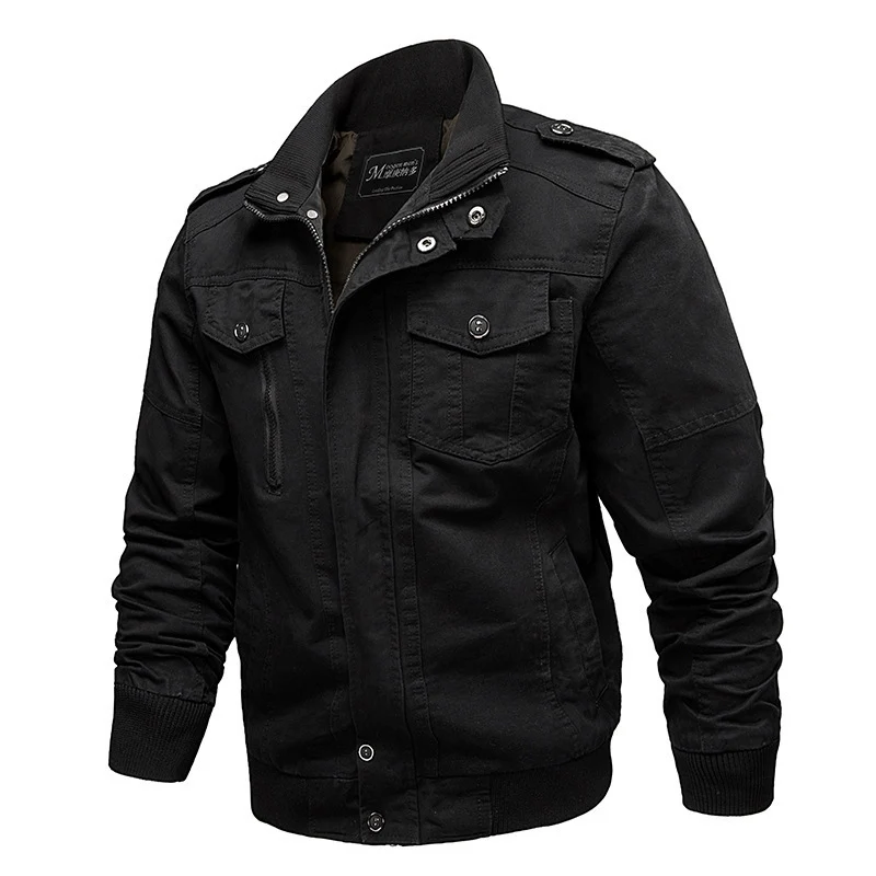 Herren robustes Canvas-Bomberblouson mit Epauletten, Pattentaschen und gerippten Bündchen Nord Taschen
