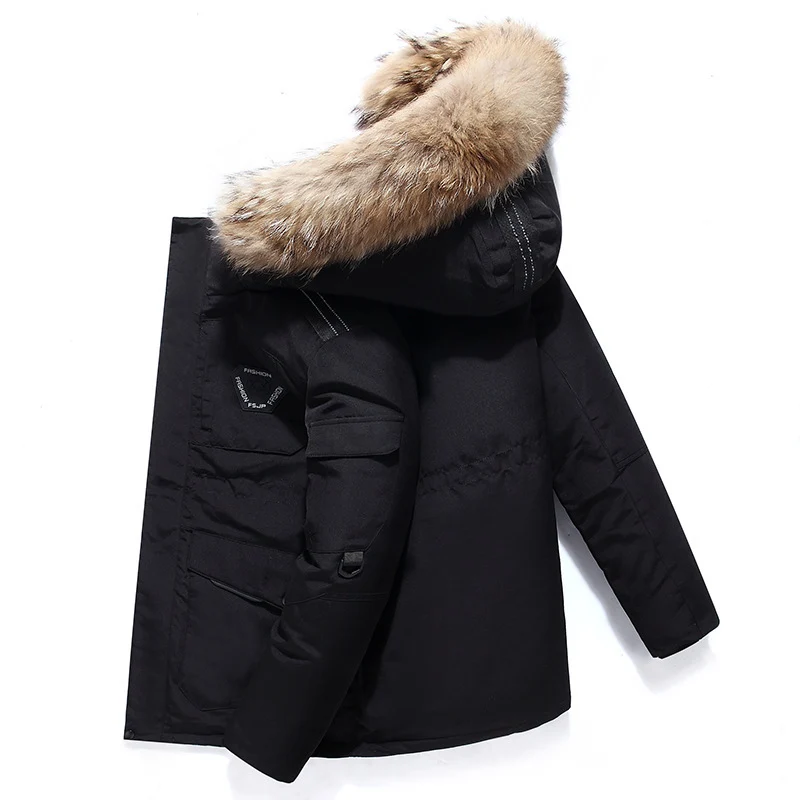 Herren Robuster Winterparka mit Kunstfellkapuze, wattierter Thermofütterung und Multifunktionstaschen Nord Taschen
